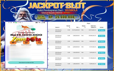 Bukti Kemenangan Member Setia Kami A***05* Sebesar Rp 15.000.000 di Permainan PG