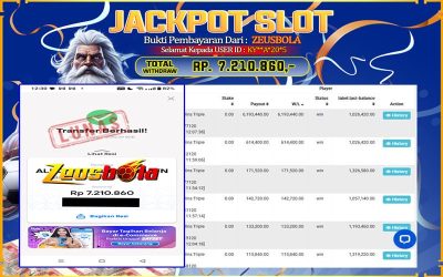 Bukti Kemenangan Member Setia Kami KY**A*20*5 Sebesar Rp 7.210.860 di Permainan Pragmatic Direct 6