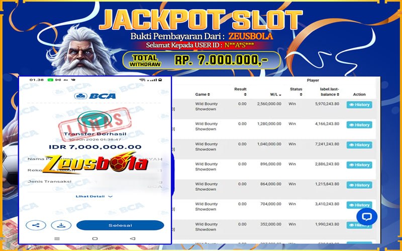 Bukti Kemenangan Member Setia Kami N**A*S*** Sebesar Rp 7.000.000 di Permainan PG