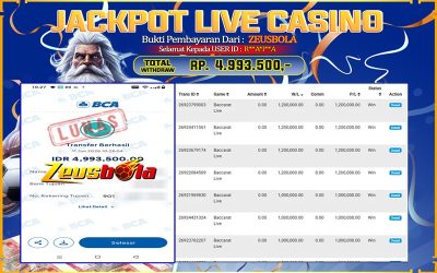 Bukti Kemenangan Member Setia Kami R**A*I**A Sebesar Rp 4.993.500 di Permainan Playtech Live
