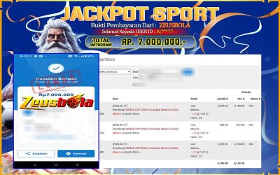 Bukti Kemenangan Member Setia Kami AL***77 Sebesar Rp 7.000.000 di Permainan SBO Sport