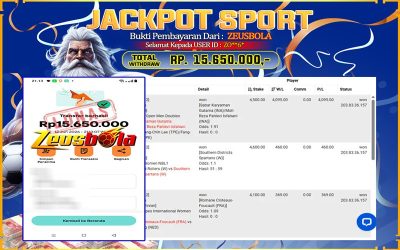 Bukti Kemenangan Member Setia Kami ZO**6* Sebesar Rp 15.650.000 di Permainan Saba Sports