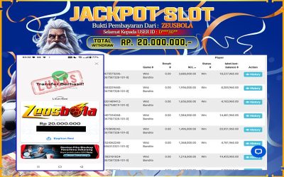 Bukti Kemenangan Member Setia Kami D*30 Sebesar Rp 20.000.000 di Permainan Wild Bandito
